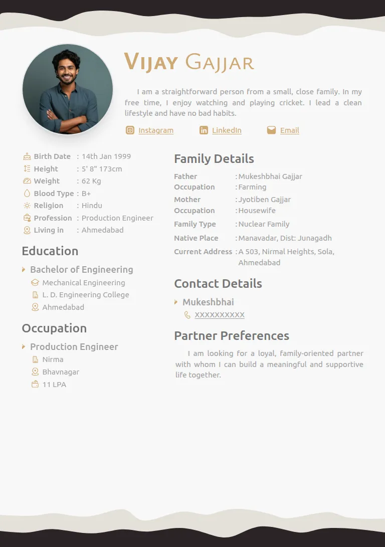 Marriage biodata templates or format design, Classic Waves