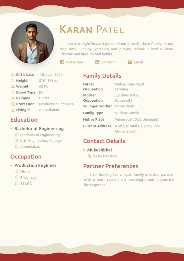 Marriage biodata templates design, Fire Waves