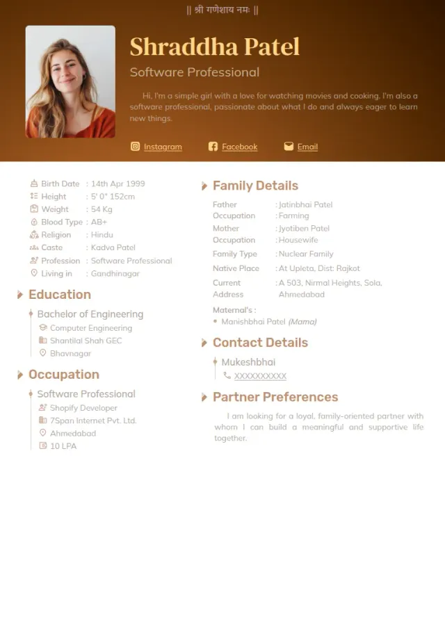 Marriage biodata templates design, Solid Saddle Brown