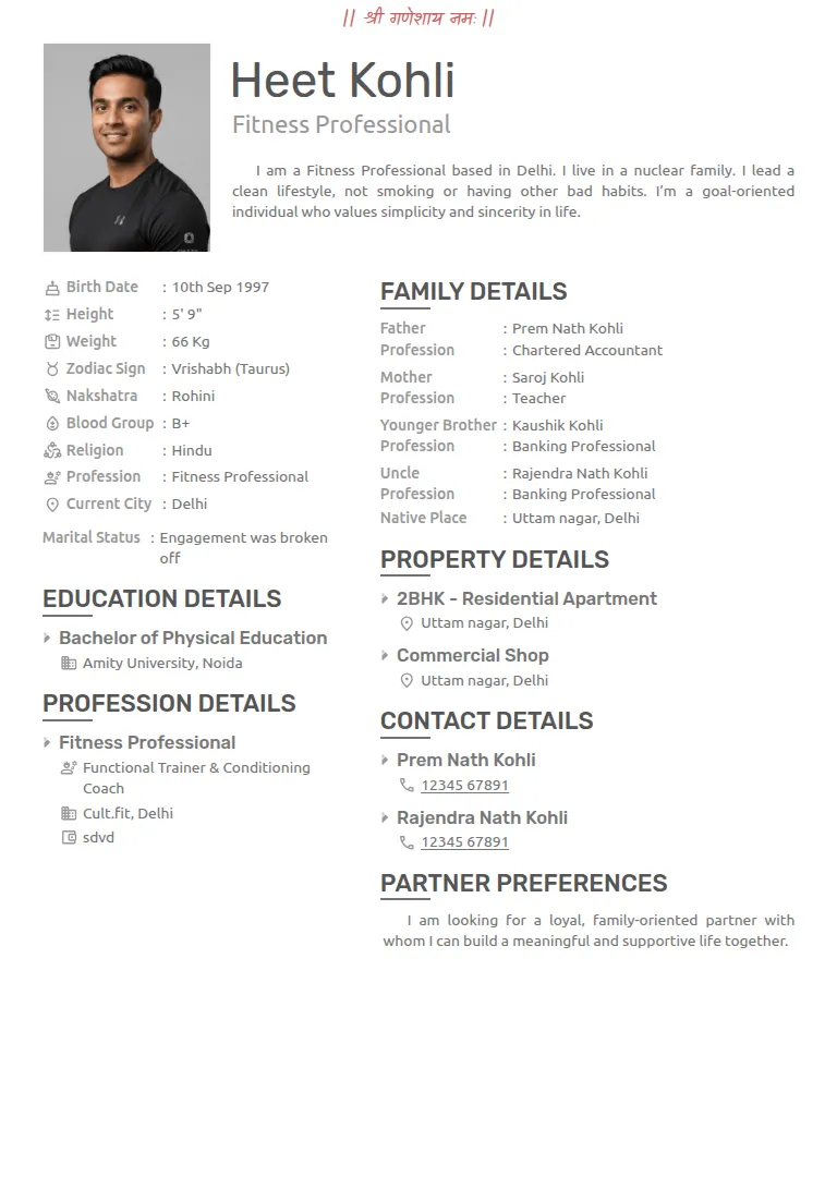 Marriage biodata templates or format design, Basic Stone