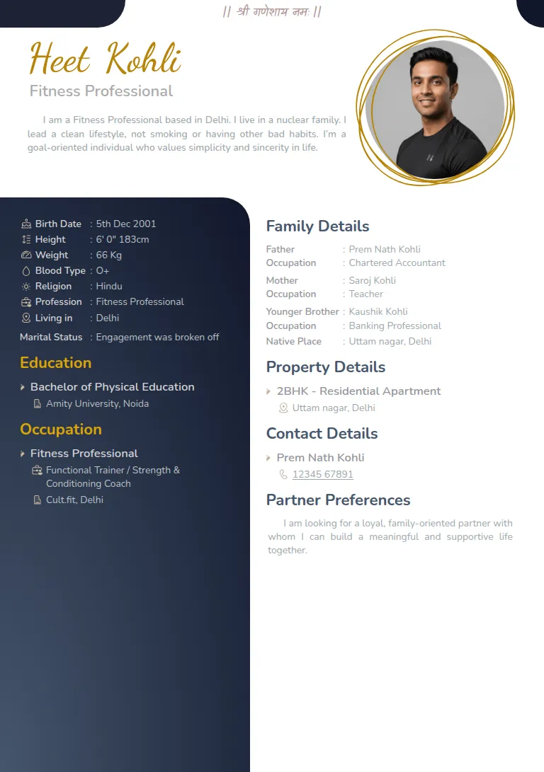 Traditional biodata template, Shapes Slate