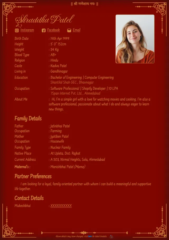 Marriage biodata templates design, Sehra Maroon