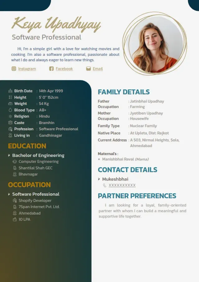 Marriage biodata templates design, Shapes Cyan