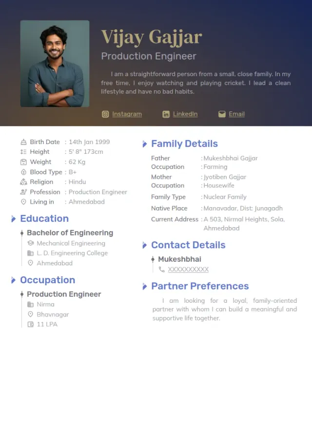 Marriage biodata templates design, Solid Royal Blue